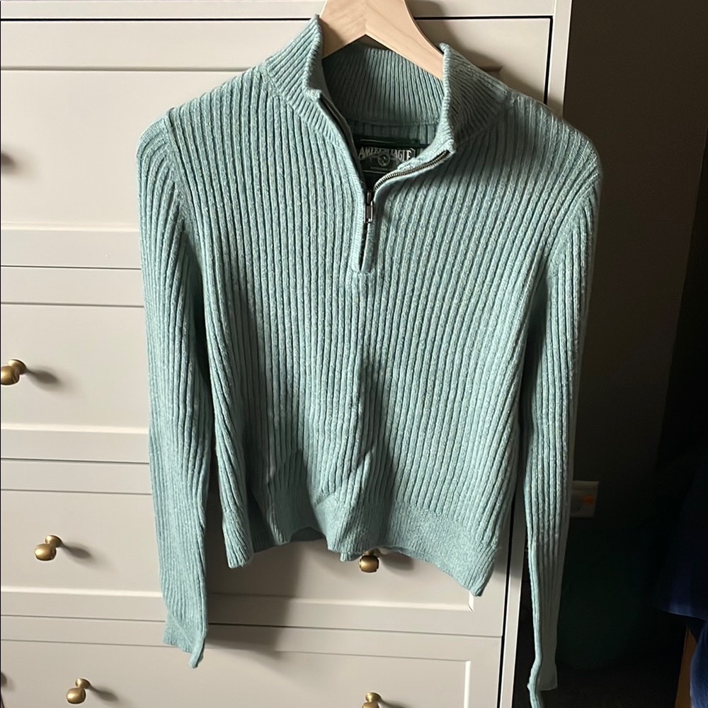 American Eagle Outfitters Women's Ribbed Sweater - Light Green